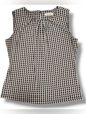 Calvin Klein Sleeveless Top Petite Sz L Blue Black Pink Gathered Neck Stretch C7